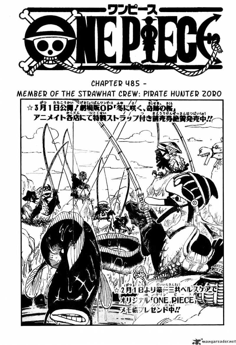 One Piece Chapter 485 : Member Of The Strawhat Crew - Pirate Hunter Zoro - Picture 1