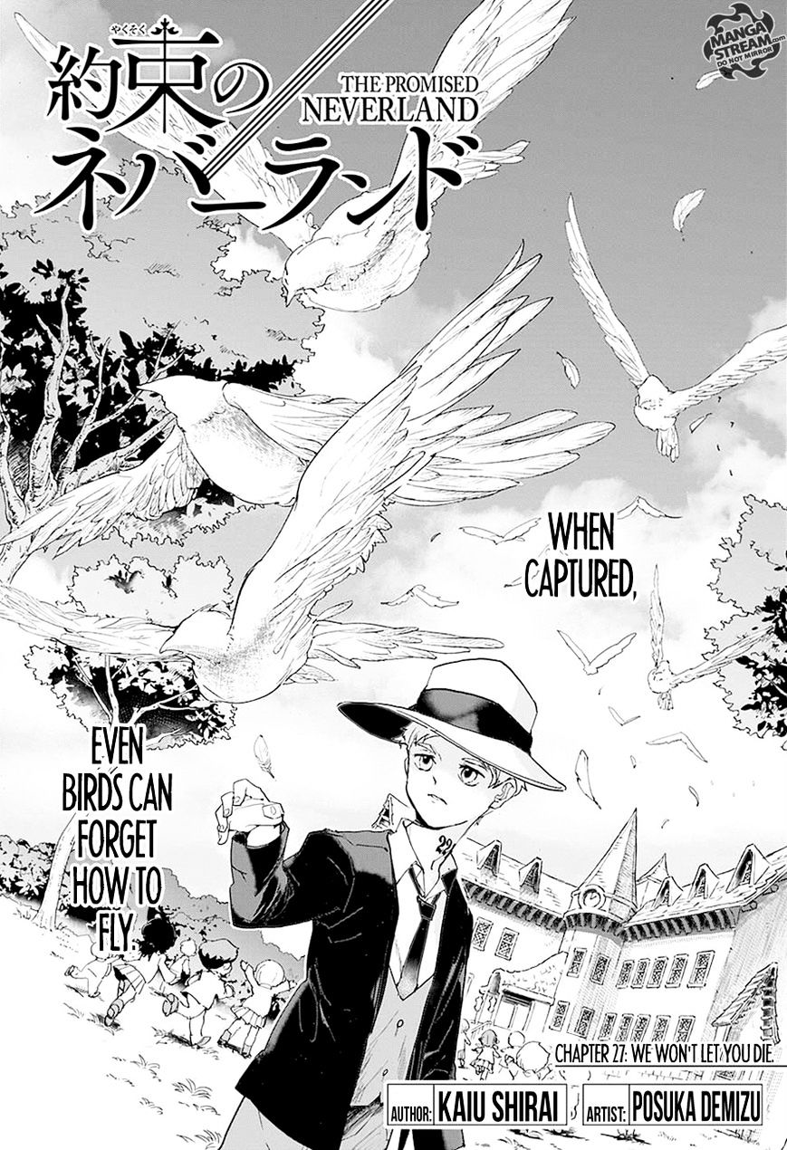 Yakusoku No Neverland Chapter 27 : We Won T Let You Die - Picture 1