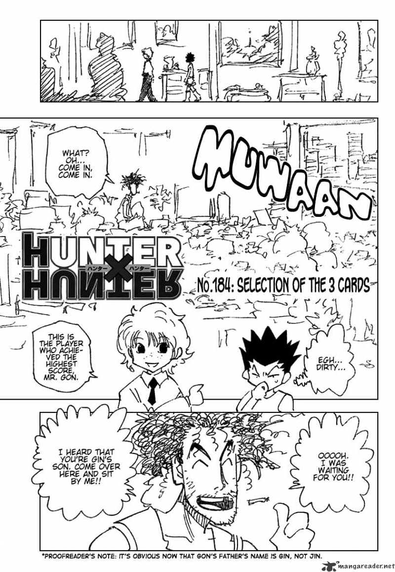 Hunter X Hunter Chapter 184 : Selection Of The 3 Cards - Picture 1